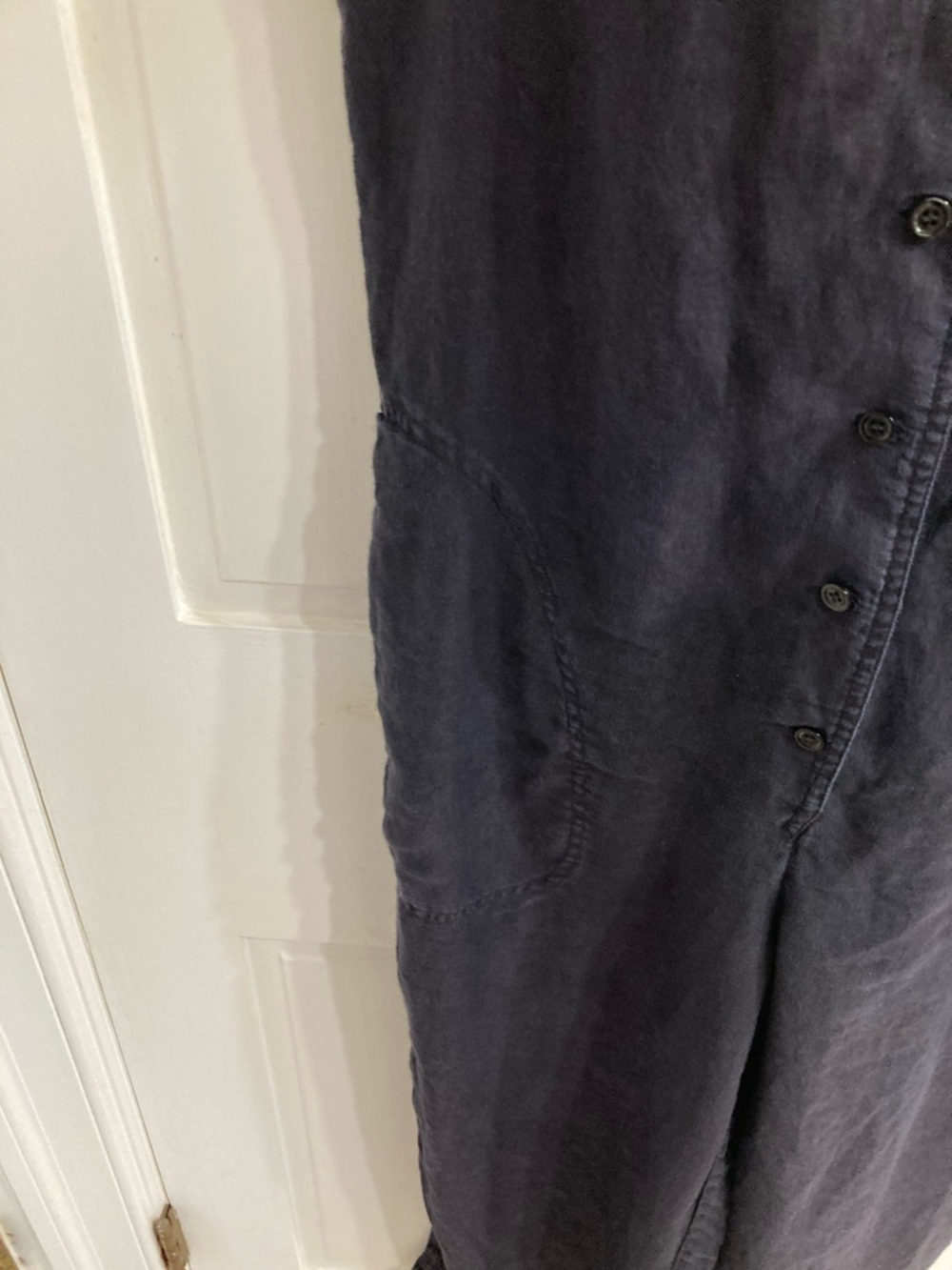 J CrewSleeveless Button-Front Jumpsuit in Deep Black linen wide leg - Picture 3 of 6